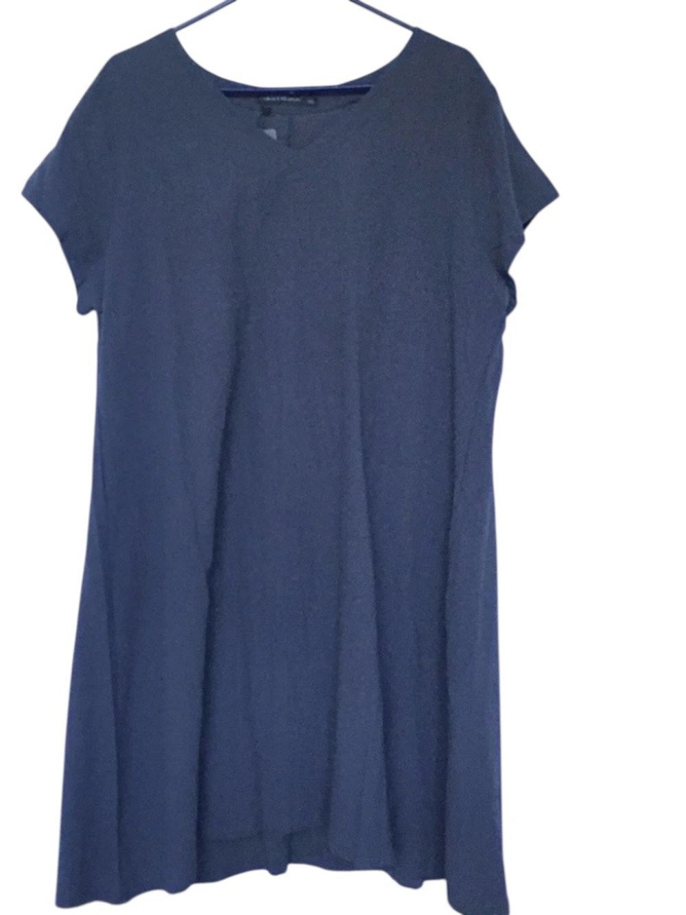 Zanzea Dress Shift Sz XXL Short Sleeves Knee Length Blue Grey 100% Cotton NWT